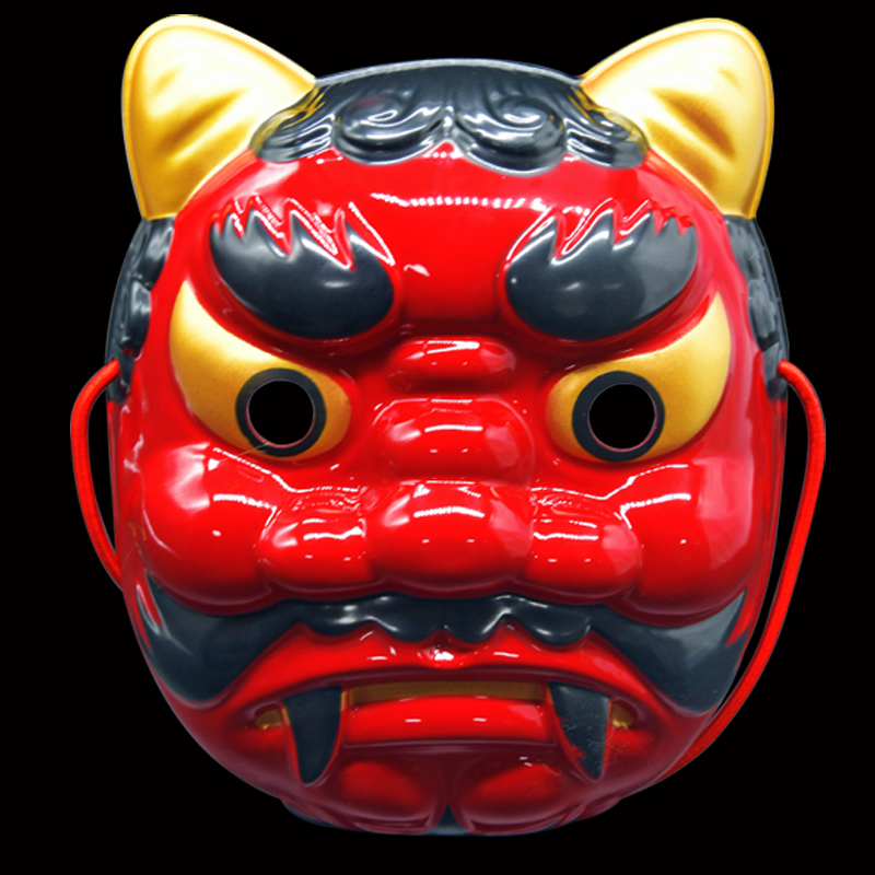 Red Japanese Oni PVC Full Face Mask