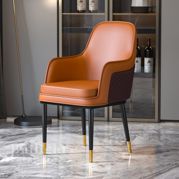 Nordic Single Brown Luxury Leather Lounge Chair for Modern Sitting Rooms and Cafes