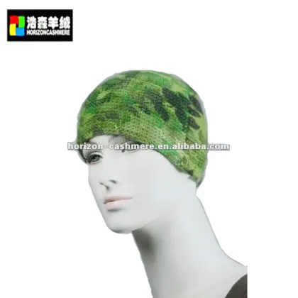 Green Cashmere Knitted Hat, Cheap Knit Cashmere Hat