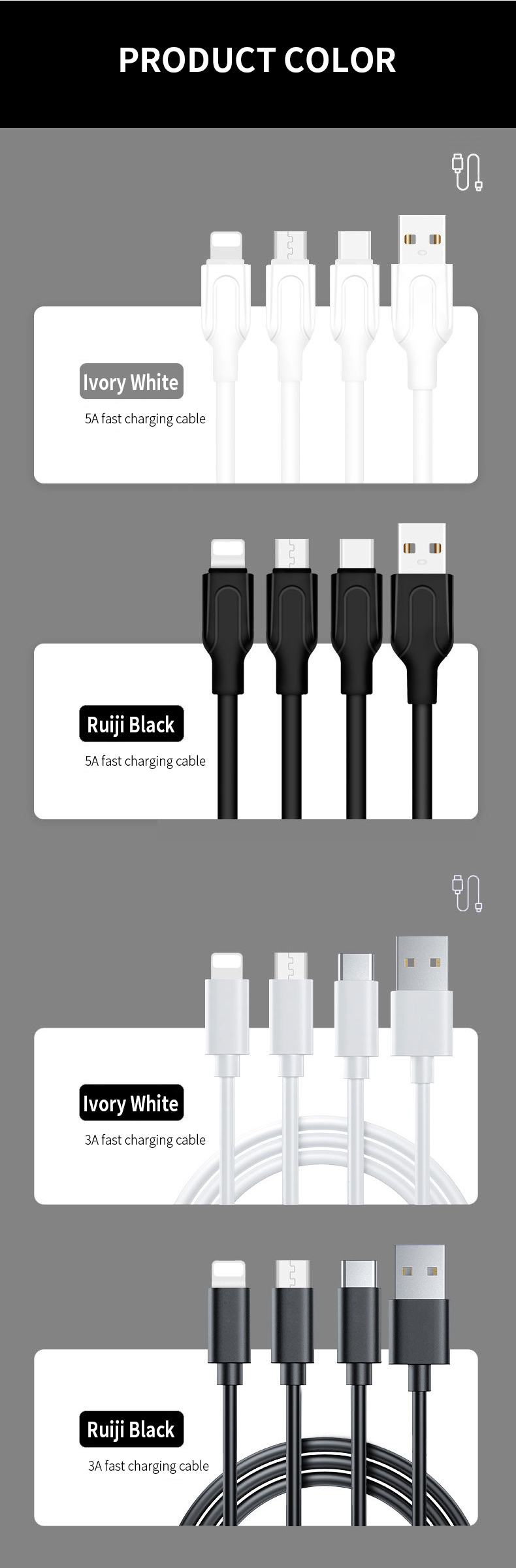 Fast Charging 3a Type C Cable