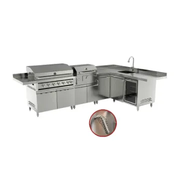 Lamb Chicken BBQ Grill Outdoor Bulit in Fridge Cabinet with Glass Door