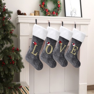 Soft White Plush Cuff Socks with Cartoon Classic Christmas Design