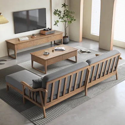 Nordic Solid Wood Fabric Sofa Set