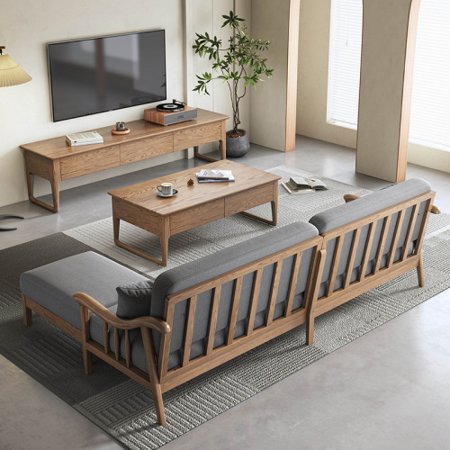 Set Sofa Fabrik Kayu Pepejal Nordic