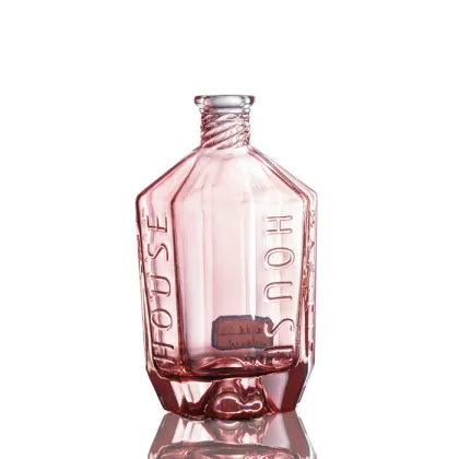 Octagonal Clear Colorful Liquor Wine Gin Bottle 750ml