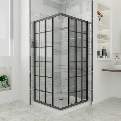 Sally Matt-Black Cadre Grid Gliding Shower Shower