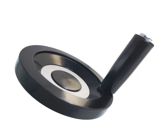 Black Small Handwheel with Rotating Handle and Full Spoked Light Hole Positioning Screw