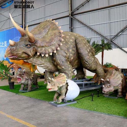 Animatronik triceratops realistis prasejarah untuk taman hiburan