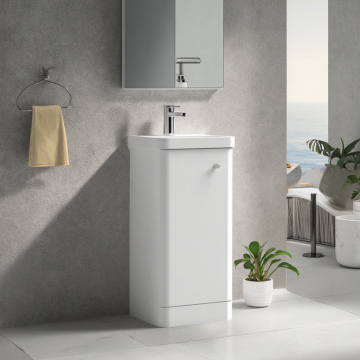 Modern Gloss White 40cm Round Corner Bathroom Vanity Unit