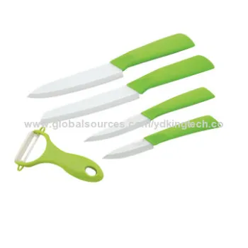 4 pieces colored ceramic knife set with peeler