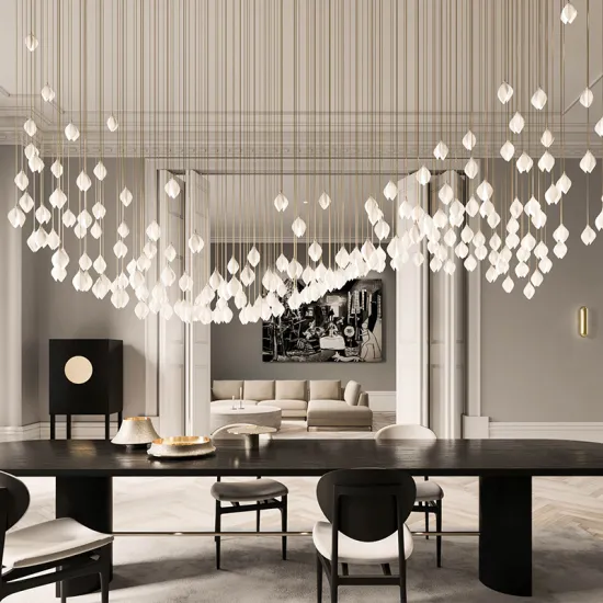 Elegant White Magnolia Flower Shape Chandelier for Wedding and Hotel Lobby Decoration