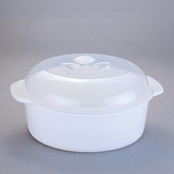 Plastic Microwave Steamer, Made of PP, Used for Steaming Food, w/ Air Vent on Transparent Lid