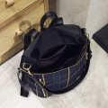 Waterproof Black Waxed Cotton Leather Shoulder Handbag