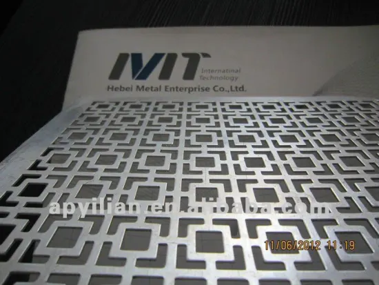 MT 2012 hot-dipped galvanized square shape perforated wire mesh