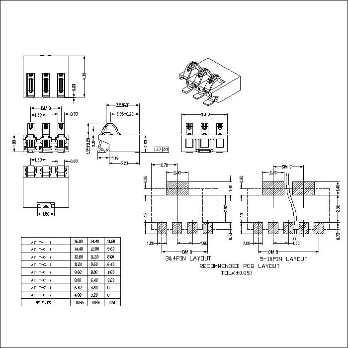 ABT17-XLGXD 1.6PITCH 3-10PIN BATTERY CONNECTOR