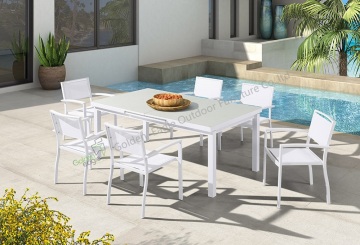 Aluminum patio furniture teslin chair and table