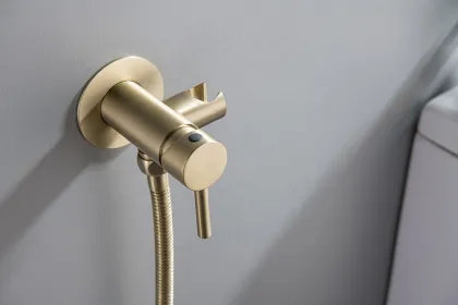 Gold Brass Bidet Toilet Faucet Set with Hot and Cold Pressurized Spray Gun