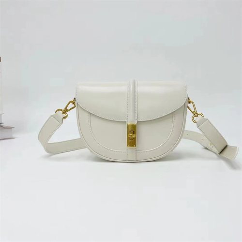 Fashion Saddle Genuine Leather Messenger White Bag