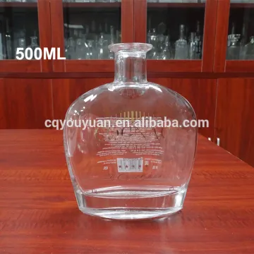 Printed 50cl empty special brandy bottle corked bottle glass
