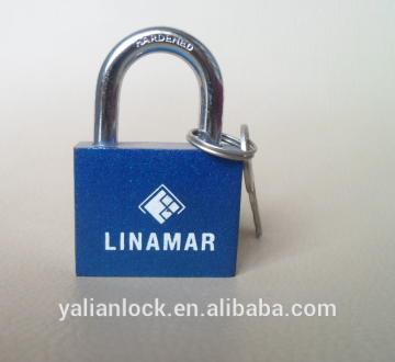 Blue Color Painted Square Iron Padlock With Iron Keys