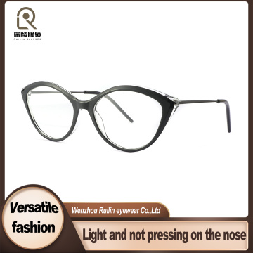 Armações ópticas elegantes de acetato antiderrapante e metal