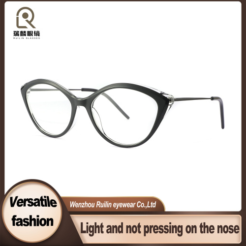 Armações ópticas elegantes de acetato antiderrapante e metal