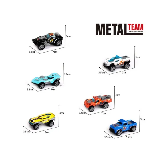6pcs Metal Toy Cars 1:64 Scale Pull Back Die-Cast Trucks - Dollar Item Store Promotion