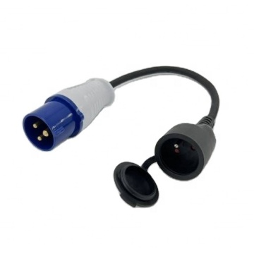 ZNPON GX03F 16A 250V 0.35m CEE Plug to French Adaptor Socket with Lid