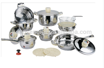 High Quality cooking pots 18pcs stainless steel thermometer cookware set