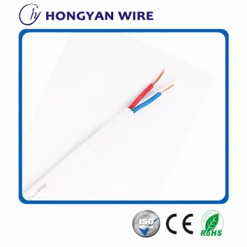 2-core stranded copper flat wire, white pvc sheath pvc insulated flat building wire