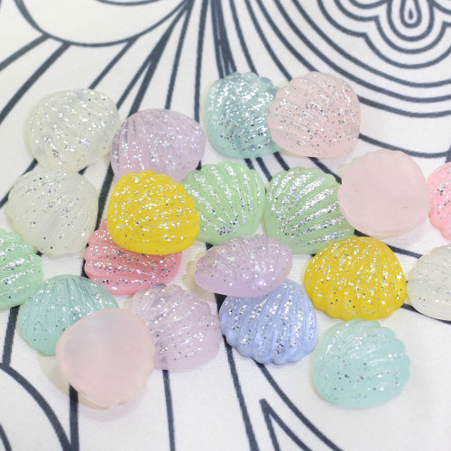 Glitter Mini Sea Shell Cabochon Resin Beads 100pcs Charms DIY Decor Craft Decoration Υπνοδωμάτιο στολίδια Κοσμήματα Στολίδι Κατάστημα