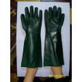 Guantes de doble caída de PVC verde con forro de enclavamiento