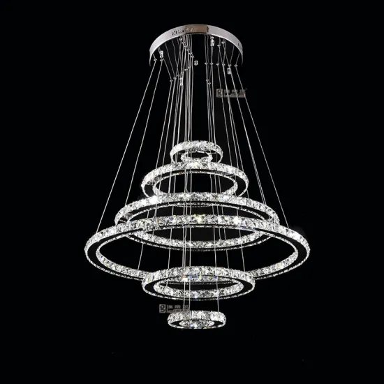 modern 6 rings chandelier crystal hanging lamp