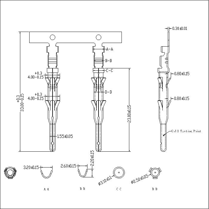 V.35VCT-M V.35 CRIMP VERTICAL CONNECTOR MALE TERMINAL