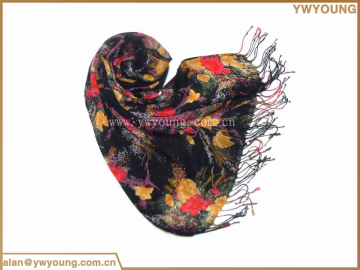 Fashion solid color long bamboo pom pom tassel scarf