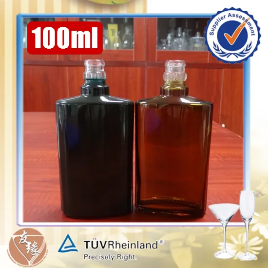 China manufacturer 100ml colored small alcohol sealable glass bottles