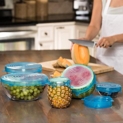 Freezer microwave safe non-spill silicone stretch lids