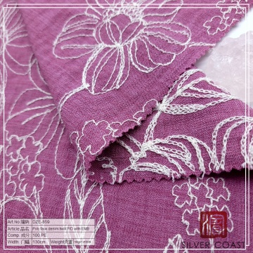 Poly Faux Denim Twill P / D avec broderie