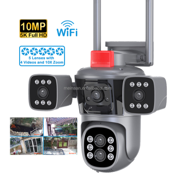 Five Lenses Wireless WiFi 10X Zoom Smart Home PTZ IP Camera