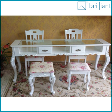 1674 1.8 meter Beauty wood with glass nail salon furniture table/manicure table