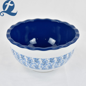 Exquisite Druck Blue Lotus Leaf Bowl Set