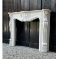 Antique-Style Ornate Fireplace Mantel with Floral Motif