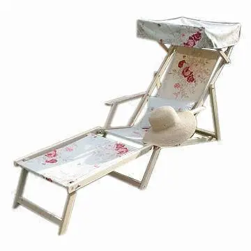 Wood beach chair, wood deck chair with armrest