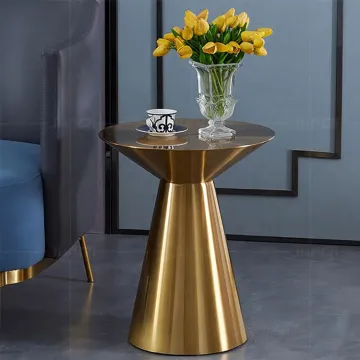 Designer Luxury Tables: Sintered Stone Tops & Stainless Steel Side Tables