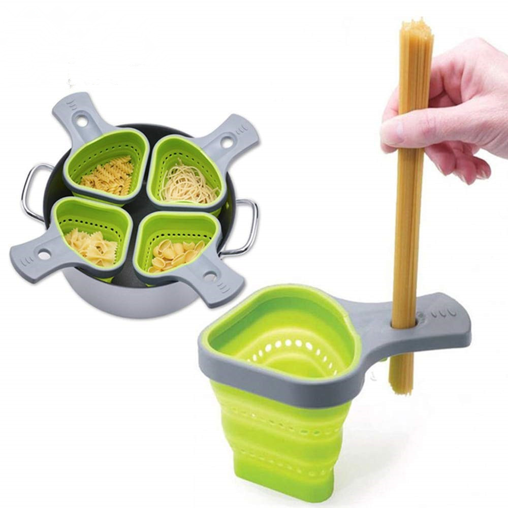 Colador de pasta plegable de silicona con forma de triángulo de cocina