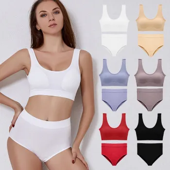 Seamless Bralette and Panty Set for Brazilian Women's Fitness andSexy Underwear