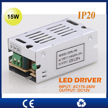 15w DC12V output non-waterproof LED driver manufacturer for LED strip light with CE ROHS report