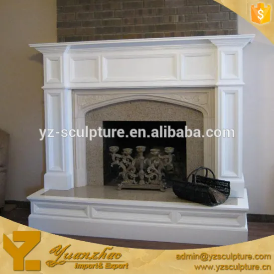 natural stone carved life size young lady with lion head fireplace mantel
