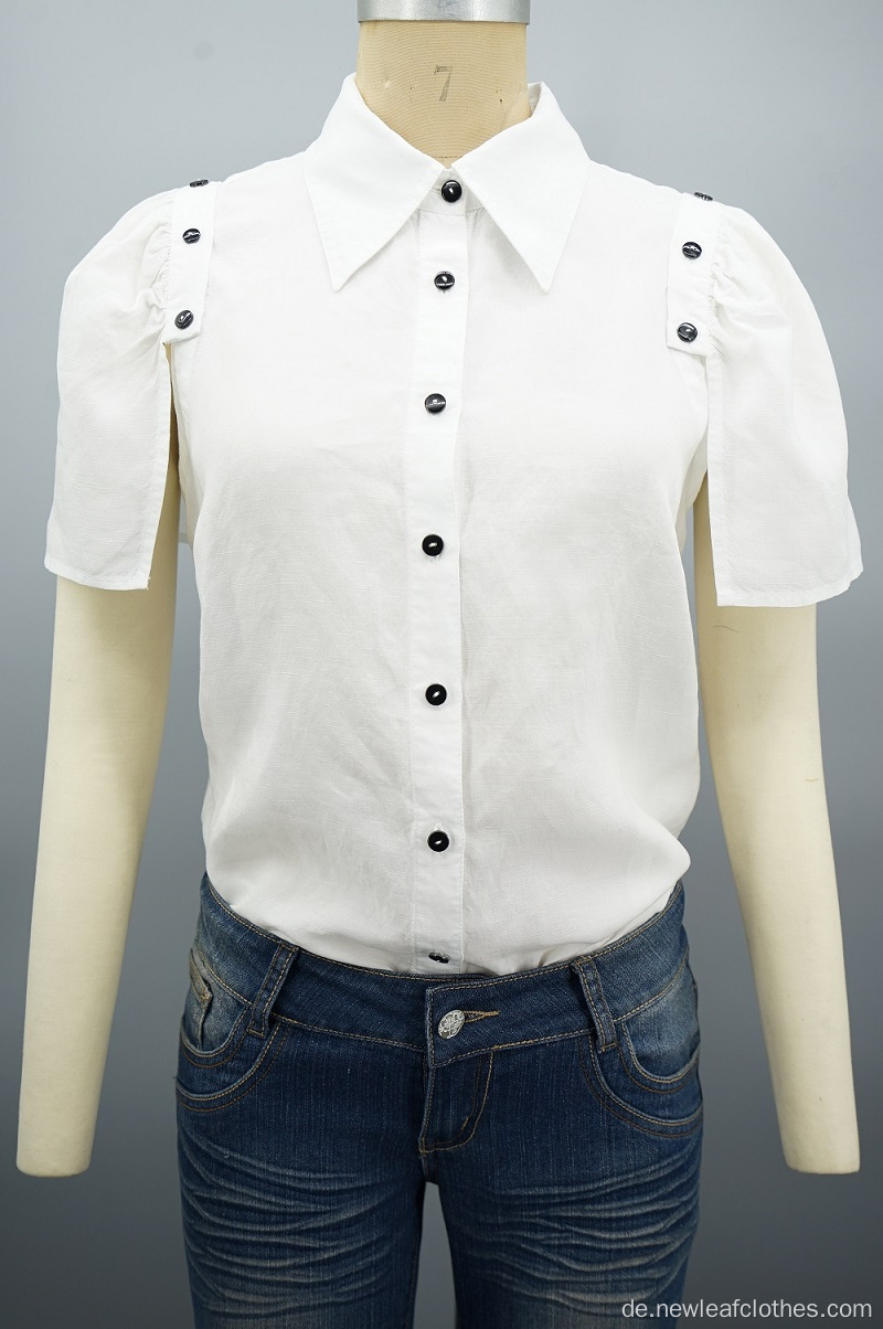 Neues Design Frauen Mode abnehmbare Ärmel weißes Hemd