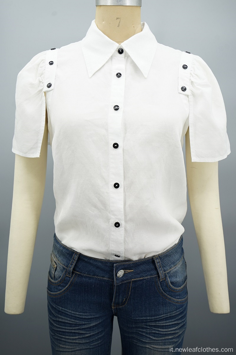 Nuova design Donne Fashion Maniche staccabili White Shirt